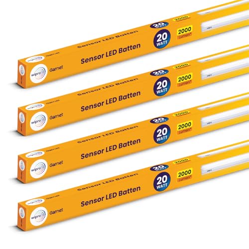 Image of wipro 20W Smart Motion Sensor Gu10 Led Batten | Cool Day White (6500K) | Ceiling Batten For Home, Office, Corridors | Surge Protection Upto 4KV | High Voltage Protection Upto 440V | Pack Of 4