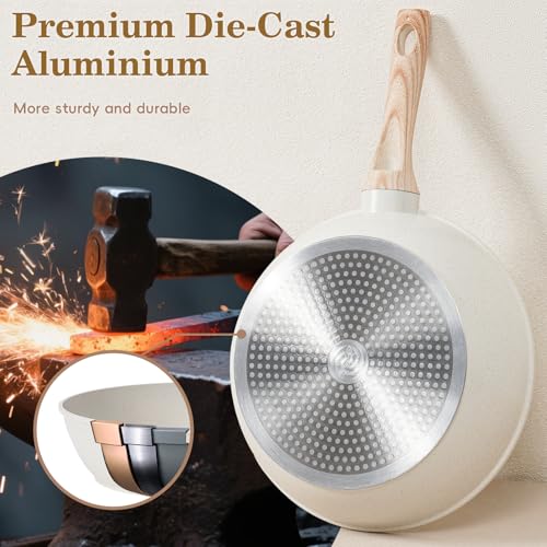 Image of SODAY Pots and Pans Set Non Stick, 12Pcs White Granite Induction Cookware