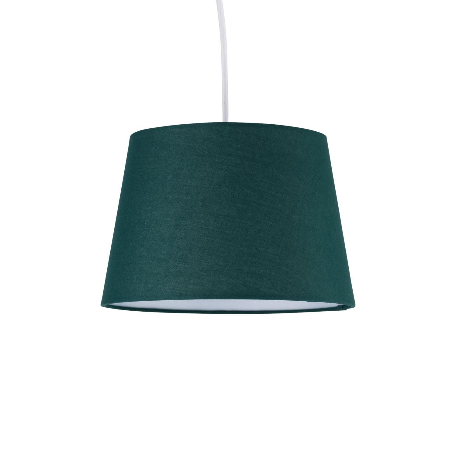 Dark Green Fabric Easy Fit Light Shade/Lampshade for Ceiling Light or Table Lamp, 23cm Diameter