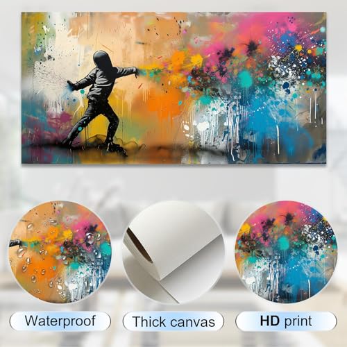 Art mural graffiti Banksy Boy sur toile de 55 x 110 cm - 6
