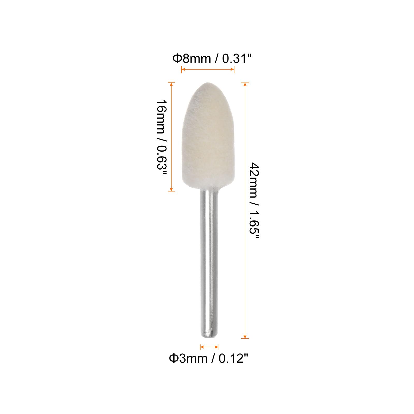 QUARKZMAN 20pz Punte Mandrino Montate Feltro Lana 8mm Testa 1/8 Pollici supporto Conico Lucidatura Punta Trapano Feltro Lucidatura Ruota per Strumento Rotante