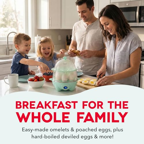 Image of Dash Deluxe Egg Cooker - Boiler, Poacher & Steamer - Includes Measuring & Recipe Guide - Dishwasher Safe - BPA Free - Holds 12 Eggs, Aqua