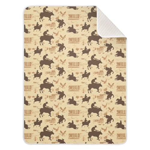 Image of Baby Swaddle Blanket for Boys Girls Soft Warm Stroller Throw Blanket for Newborn Infant Toddler 30X40in Cowboy Rodeo
