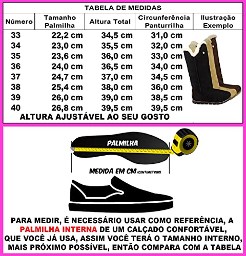 Bota Feminina Pelo Neve Inverno 100% Forrada Pelo Lã Europa Cano Alto Confort AM301 Cor:3-Marrom-Cre
