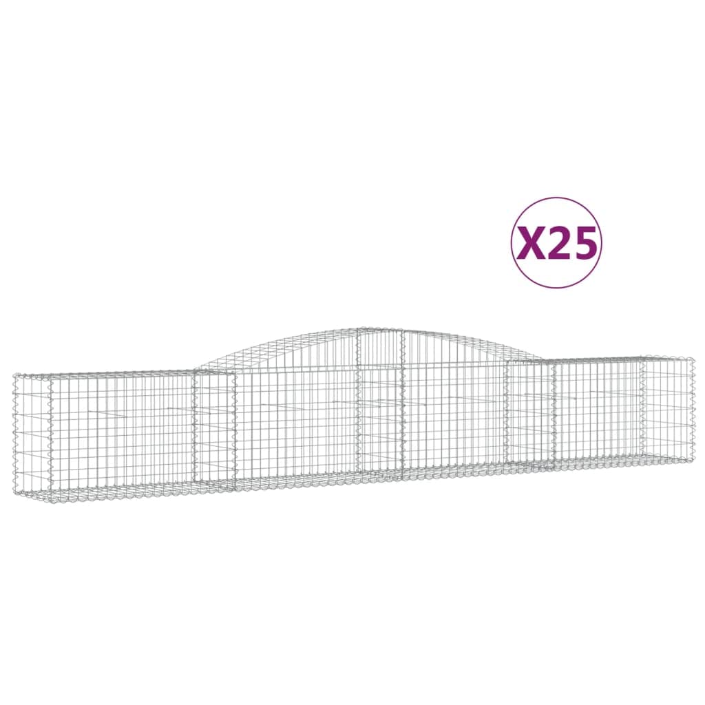Gabionen 25er Set, Gabionenkörbe Metall Steinkörbe mit Hochbogen, Steingabione Steinkorb Mauer Hochbeet Steingabionen Gabione Drahtkorb Wand, 5x10cm Maschenweite, 400x50x60/80cm