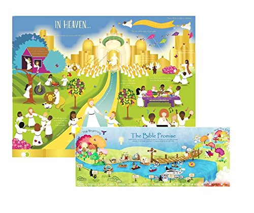 Heaven Poster Set for Kids - Illustrated Bible Posters (Set of 2) Christian Learning for Sunday School, Homeschool, & Children's Ministry - Based on Revelation 21 & 22