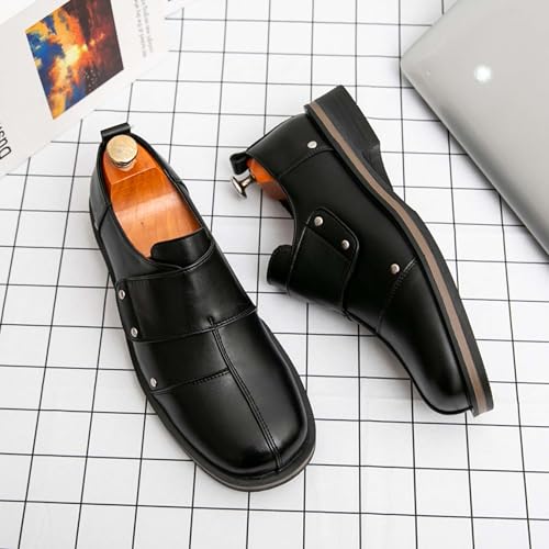 Men's Thick Bottom Loafers Fashion Leather Heightened Business Office Casual Shoes Non Slip Platform Wedding Party Uniform Derby Shoes3
