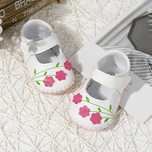 Image of Meckior Infant Baby Girl Sandals Soft Non-Slip Rubber Sole Handmade Princess Wedding Dress Shoes Toddler First Walkers