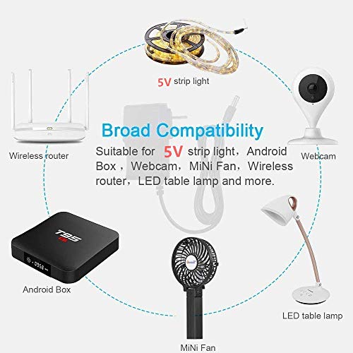 Bolweo Universal 5V 2A Power Supply Adapter,Ac To Dc Adapter With 7 Tips Connector Dc Plugs Adapter For Tv Box, Security Camera, Led Strip Lights, Audio/Video And More 5V Household Electronic Devices #TOP4