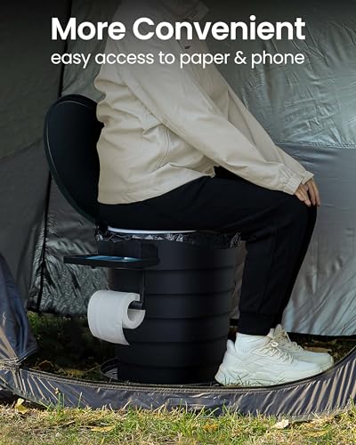 Image of TRIPTIPS Upgrade Retractable Portable Toilet Travel Toilet Adjustable Height Camping Toilet Portable Potty for Adults Kids, Foldable Portable Toilet for Camping /Car