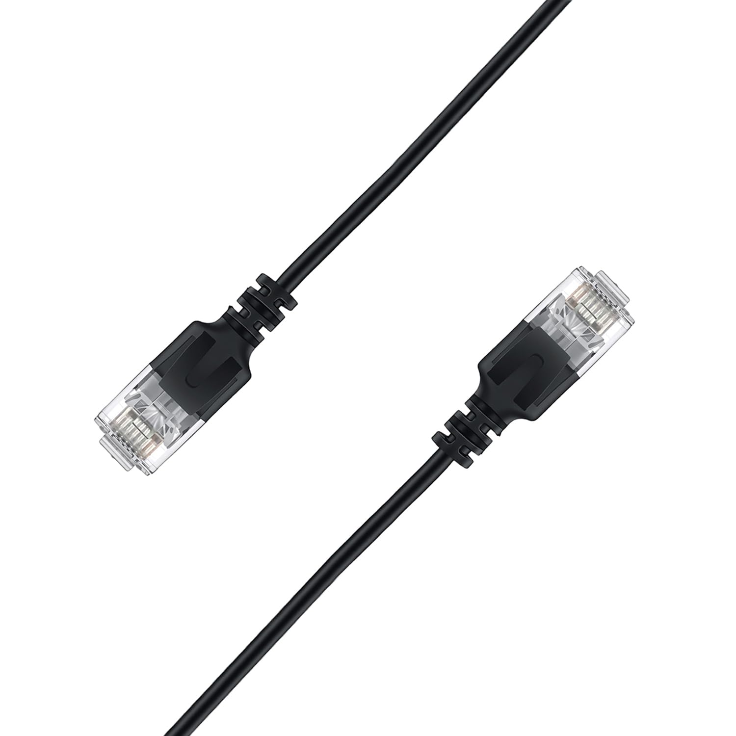 Elfcam® - 25m Ethernet Kabel Cat 6A Ultra Slim 10Gbps 32AWG UTP OD2,8mm 500MHz, 10Gb Thin RJ45 Cat 6A Patch Cord für LAN, Router, Modem, Xb Laptop und Servers, Schwarz, 25 Meter
