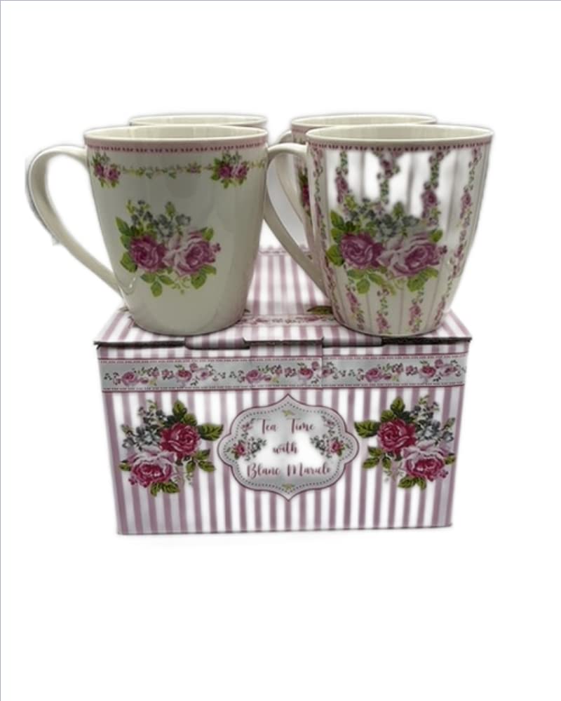 Set 4 tazze da latte e piattini porcellana Polaris