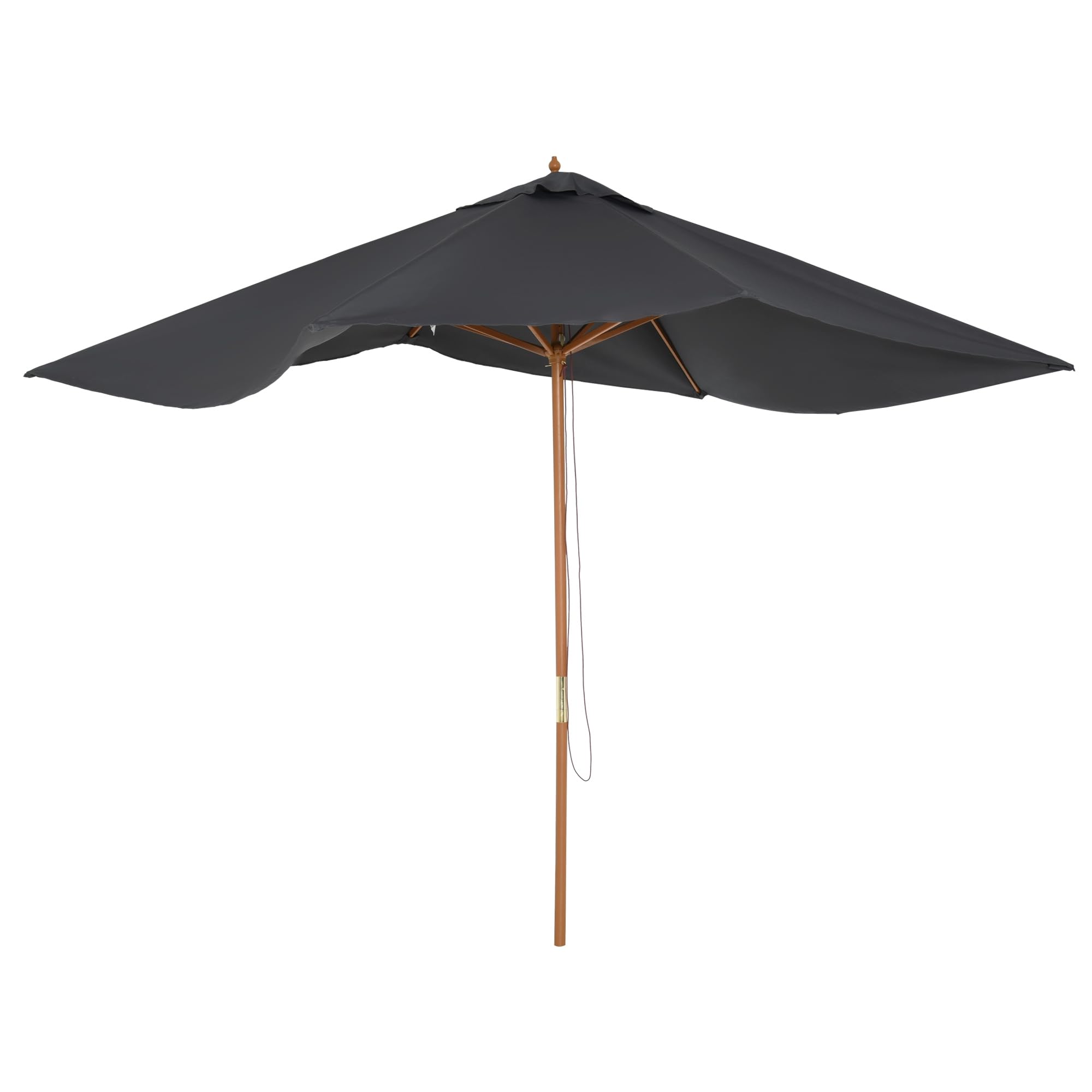 Outsunny Ombrellone da Giardino 2x3 m con Corda e Prese d'Aria, Ombrellone da Esterno con 6 Stecche in Legno, Bambù e Poliestere 180g/㎡, per Cortile, Terrazza e Balcone