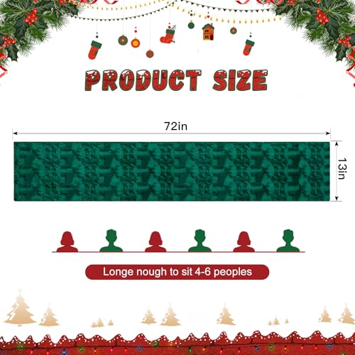 OTOSTAR Snowflake and Christmas Elk Soft Plush Faux Fur Jacquard Xmas Table Runner, Seasonal Holiday Dining Table Decoration for Home Party Decor 13x72 Inch (Green) by OTOSTAR - Used condition - Image 8