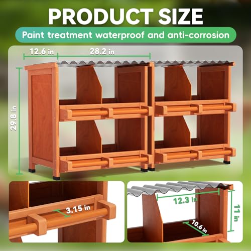 Yhhdjc 8-Compartment Chicken Nesting Boxes for Laying Eggs, Premium Pine Wood Design Without Sharp Edges, Weather-Resistant Sloped PVC Roof Laying Boxes for Hens, Spacious for Large Breeds — view 4
