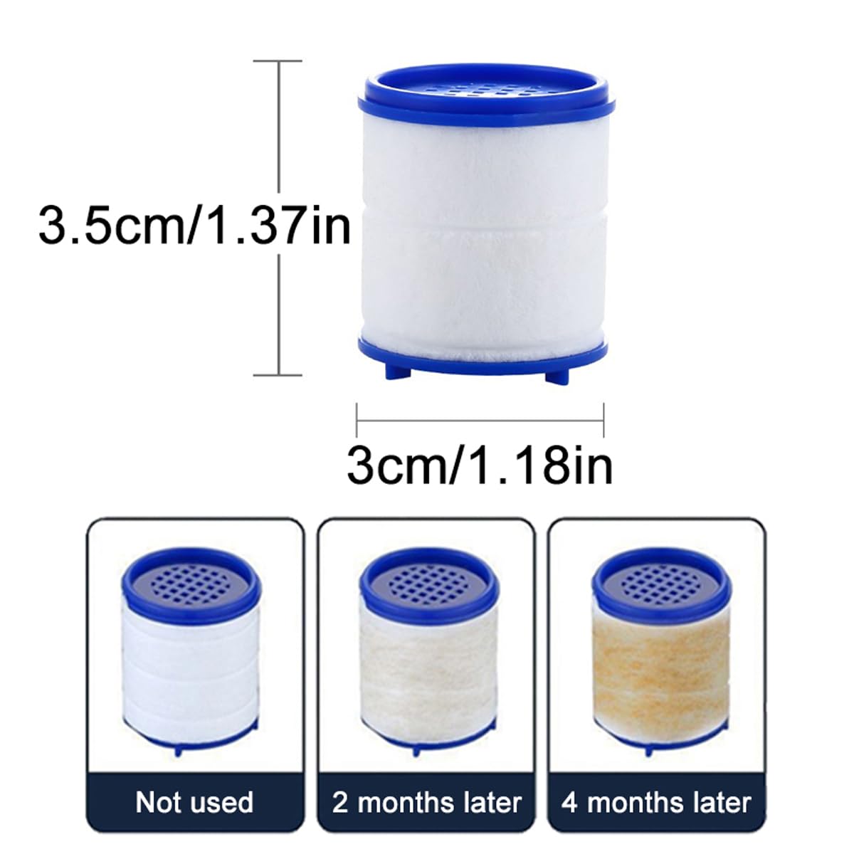 homeemoh PP Cotton Faucet Filter Elements 20pcs Water Filter Cartridges Replacement for Kitchen Bathroom Remove Chlorine Heavy Metal