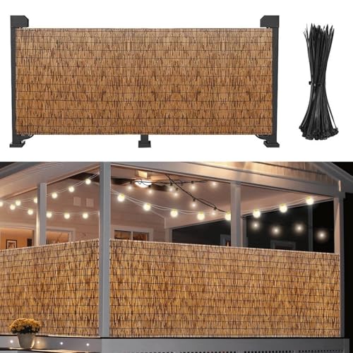 Rollo de Valla de privacidad de bambú Natural - 5,5 x 49 pies. Valla Decorativa para jardín, Exteriores, Balcones y Patios. Pantalla Elegante para realzar la estética Exterior.