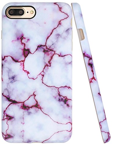 A-Focus Case for iPhone 8 Plus Case, iPhone 7 Plus Case Marble, IMD Stone Anti Scratch Anti Finger Slim Fit Flexible Silicone Case for iPhone 7 Plus 8 Plus 5.5 inch Matte Purple