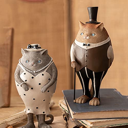 Nobele Kat Paar Statues Sculptures Decorative,Amerikaanse Stijl Creatief Decoration Figures,Schattige Diertjes Statue… - Image 3