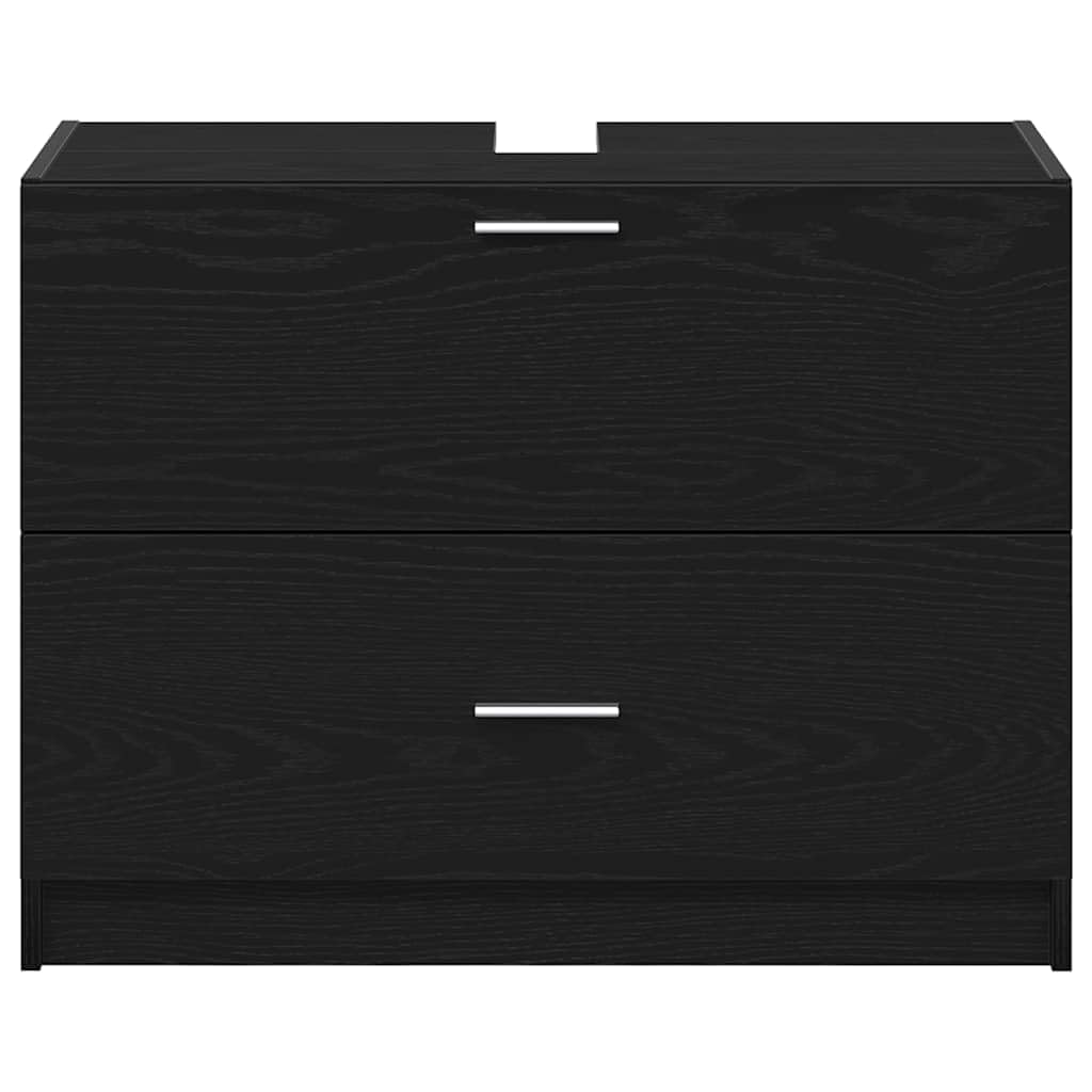 Mueble bajo lavabo para cuarto de baño, 78 x 37 x 59 cm, roble negro, diseño moderno, robusto de madera con cajón y puerta, para inodoro de invitados y baños pequeños