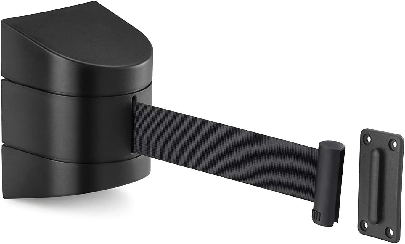Aioneer Barrier Belt Retractable Queue Belt Barrier, Fixed Wall Mount Belt Barrier, Retractable Rope Barrier For Museum, Factory, Cinema-5m/16.4ft