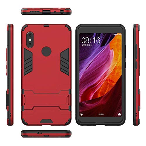 Xiaomi Redmi Note 5 Pro/Redmi Note 5 Hülle, MHHQ Hybrid 2in1 TPU+PC Schutzhülle Rugged Armor Case Cover Dual Layer Bumper Backcover mit Ständer für Xiaomi Redmi Note 5 Pro -Red