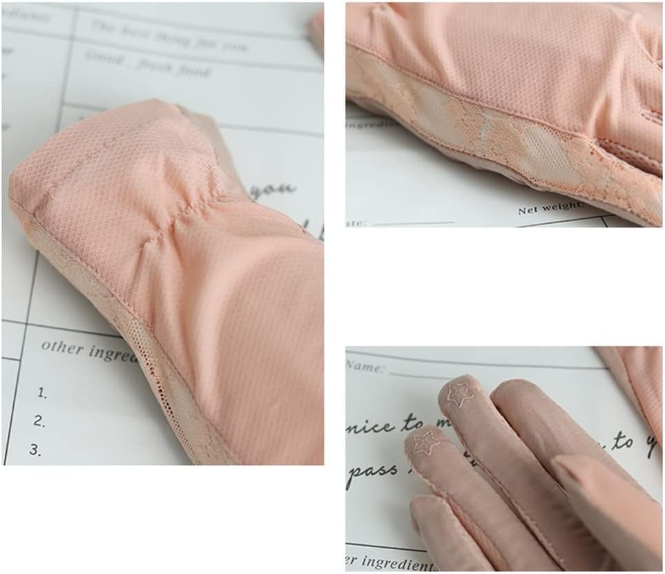 Spring and Autumn Lace Stitching Women's Breathable Gloves Driving Non-Slip Ice Silk Thin Section(E)