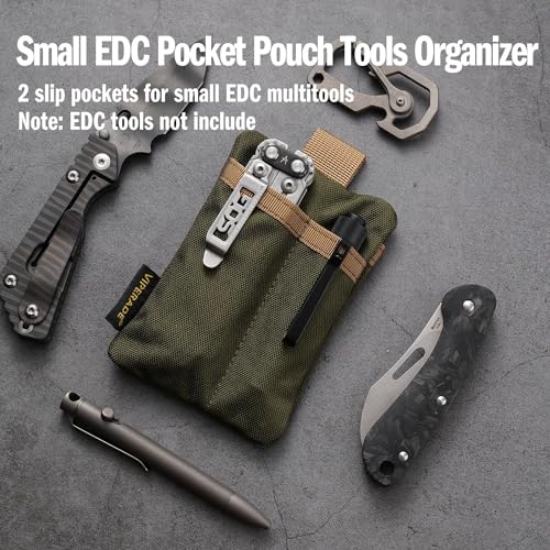 VIPERADE VE29 Mini EDC Pouch Mini Taschen Organizer mit 4 Taschen,Kleine EDC Pocket Organizer Mini Multitool Tasche Schlüsseltasche Klein Herren Geldbörse Klein Rucksack-Zusatztasche-Grün+Khaki