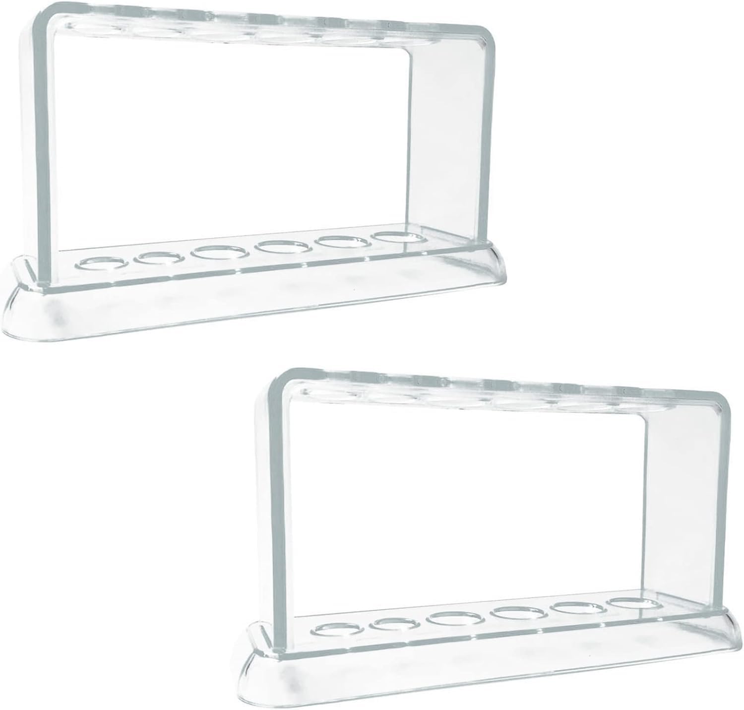 Estantería para tubos de ensayo 2 soportes de plástico transparente con 6 orificios for tubos de ensayo de laboratorio, material escolar, equipo de laboratorio, 16,7 x 8 x 3 cm