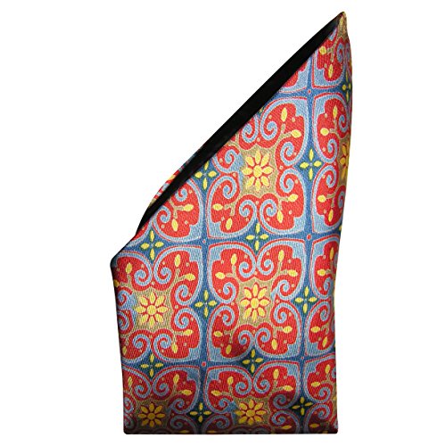 Royal Silk Elegant Red Gold Cathedral Print Silk Handkerchief Rich Arabesque Design – 100% Silk - Large 16” Square #TOP1