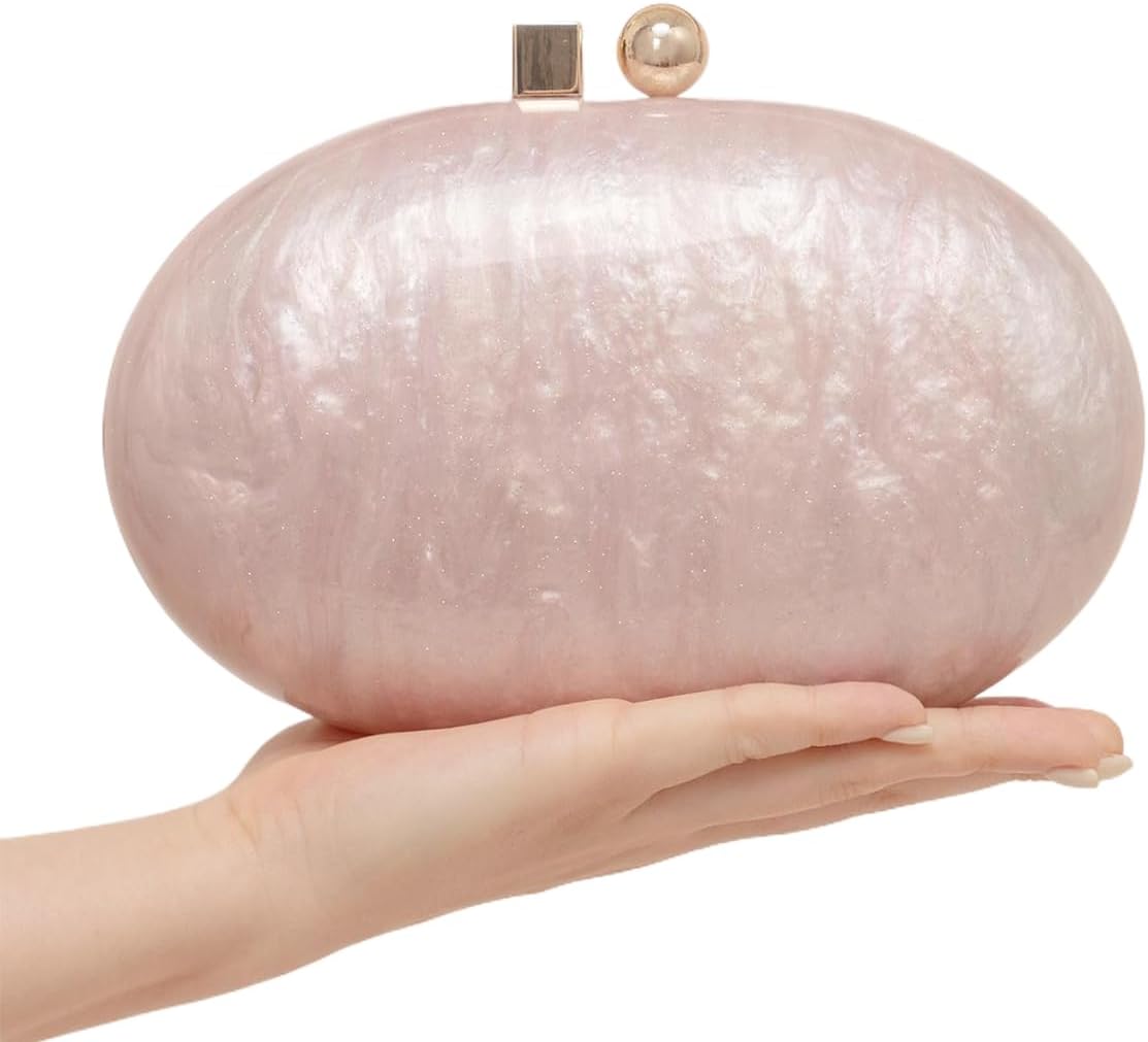 Acrylic Evening Clutch Bag for Women Shell Shape Shoulder Crossbody Bag Glitter Marble Purse Handbag - Image 5