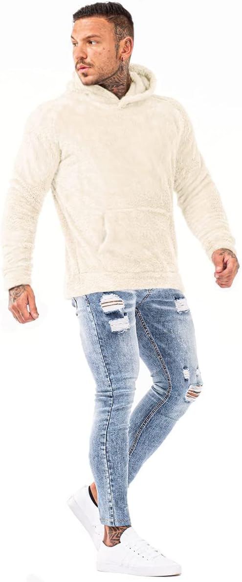 GINGTTO Men's Fuzzy Sherpa Sweatshirt Fashion Pullover Fleece Hoodies - Image 7