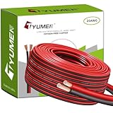 TYUMEN 100FT 20 Gauge 2pin 2 Color Red Black Cable Hookup Electrical Wire LED Strips Extension Wire, 20AWG OFC 12V/24V DC Extension Cable Wire Cord for Led Strips Single Color 3528 5050