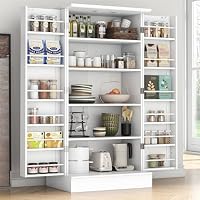 Kepptory 47" Kitchen Pantry Storage Cabinet with Doors and Adjustable Shelves (White)
