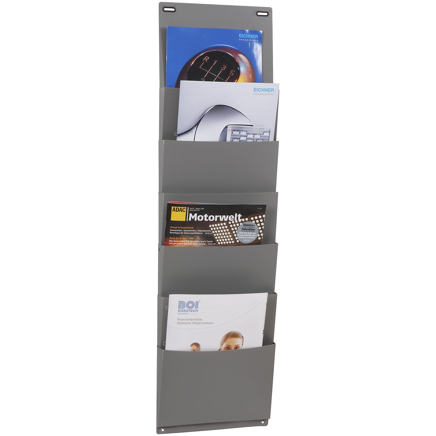 PP Planboard zur Aufbewahrung von Dokumenten, Zeitschriften oder Auftragstaschen, Grau, Maße 900 x 250 mm, Format A4 hoch, Sichtrand 12,5 cm, Verpackungseinheit: 1 STK