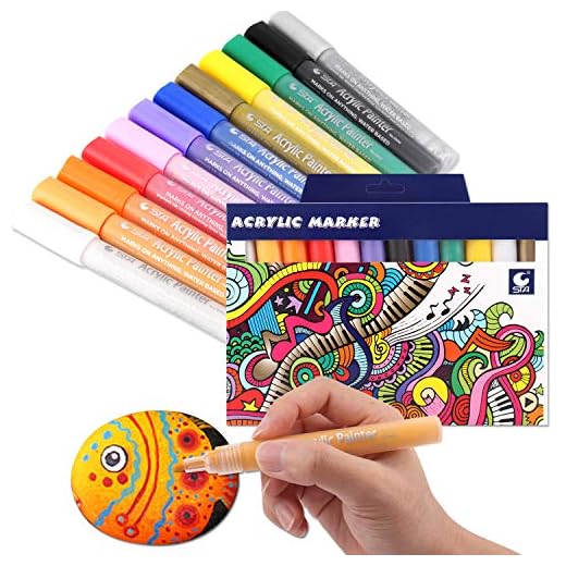 STA 12 Rotuladores Acrílicos, Rotuladores Piedras Pintura para pintar sobre papel, madera y huevo de Pascua