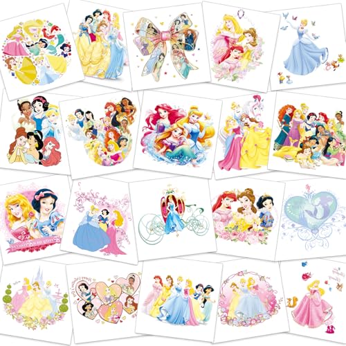 60 Pcs Princess Temporary Tattoos Birthday Themed Party Supplies Decoration Favors Cartoon Cute Sticker for Kids Girls Home Activity Class Prizes Carnival Christmas Rewards (60 princess)
