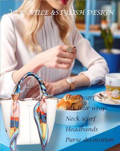 Tinuos Gift for women, Versatile Satin Fashion Scarf,Elegant Long Silk-Feel Hair & Neck Scarf for Women,Lightweight Scarves Perfect for Beach, Hair Wrapping, or Handbag Accents4