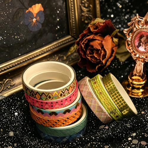 Image of HASTHIP 36 Rolls Washi Tape Set with Gold Foil, Vintage Floral Celestial Geometric Decorative Masking Tape for Scrapbooking Journaling Planner DIY Crafts, 0.7cm x 6.6ft Each