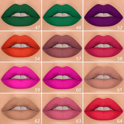 Image of evpct 1Pcs Shimmer Green Matte Lip Liner & Liquid Lipstick Stain Makeup Set for Women, Green Lip Liner Stain Long Lasting Waterproof Smudge Proof, Cruelty Free Lip Stick Makeup 24 hours originales, 47