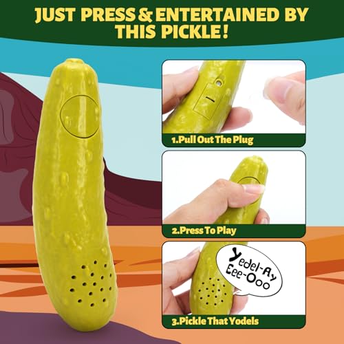 Pickle That Yodels- Singing Cucumber Toy – Funny Gag Gift Idea for Adults Friends and Family, Includes Batteries