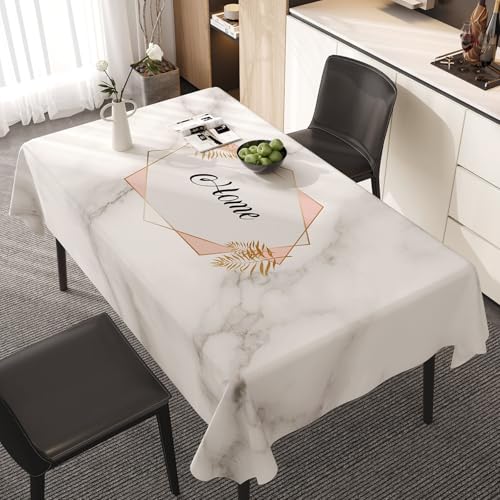 Surwin Mantel Hule Mesa - Mármol Blanco Mantel Antimanchas Manteles de PVC Rectangular manteles Mesa Impermeable Ropa Mesa Camilla Lavable para Cocina Comedor Fiestas Decoración (Geométrico,120x120cm)