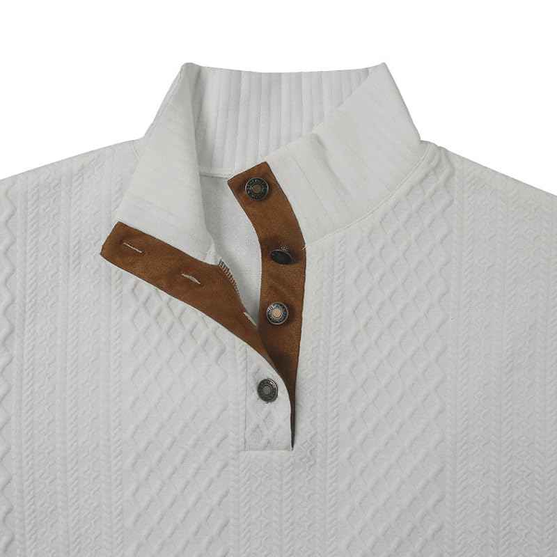 Men's Outdoor Casual Stand Cashmere Button Long Sleeve Sweater, Men Casual Long Sleeve 1/4 Button Pullover Sweater4