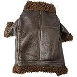 OKJHFD Dog Coat, Waterproof Dog Jacket, Leather Jacket Brown Warm Plush Autumn and Winter Pet Jacket for Small Medium Large Dogs and Cats (4 Sizes) (M)