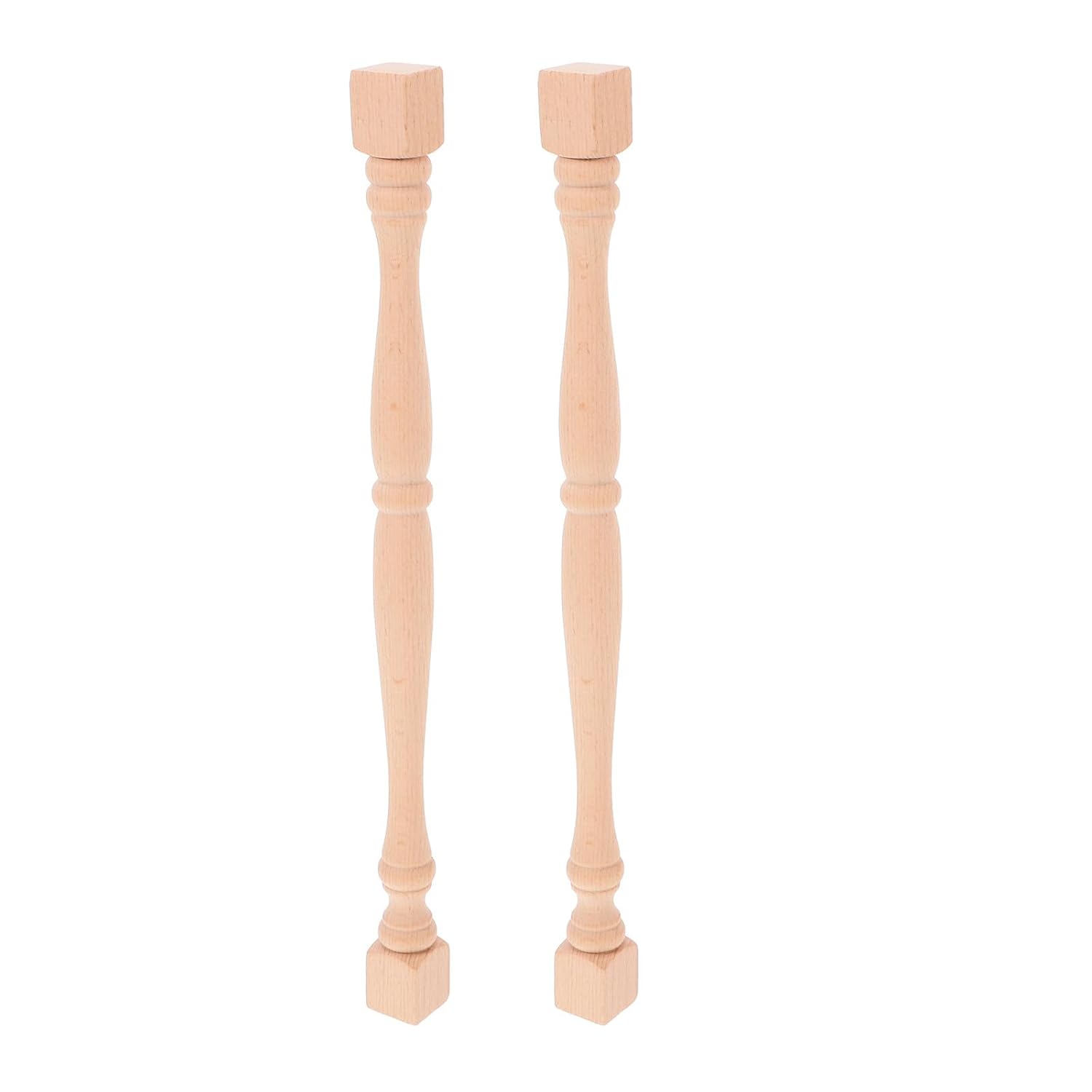 2pcs Wood Balusters for Stairs: Unpainted Cabinet Post - 13" Solid Hardwood Spindles Unfinished for DIY Woodworking Railing Staircase Renovation