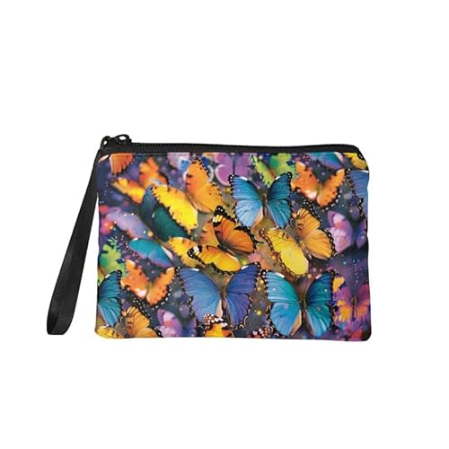 Piccolo portafoglio portamonete casual per lo shopping da viaggio porta carte da donna mini borsa per il cambio per il trucco Farfalla Portamonete