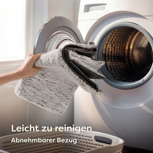 Knupis Selbstheizende Hundedecke - Große Hundematte 90x60 cm - Waschbarer Bezug - Kuschelig weiche Wärmematte ohne Strom - Mit Rutschfester Unterseite - Heizdecke für Hunde(Grau)