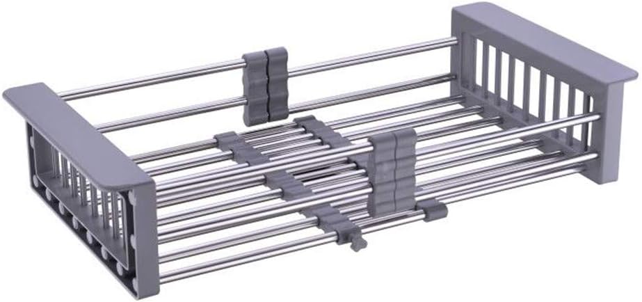 TUTEW Dish Drying Rack, Over The Sink Dish Drying Rack, Stainless Steel Dish Drainer with Adjustable Arms Holder Functional Kitchen Sink Organizer for Vegetable and Fruit
