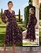 GRACE KARIN Damen V-Ausschnitt Laterne Ärmel Rüschensaum Blumendruck Tailliert Midi Kleid mit Taschen Schwarz XL