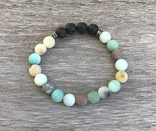 Amazonite and Lava Rock Aromatherapy Bracelet (matte finish)